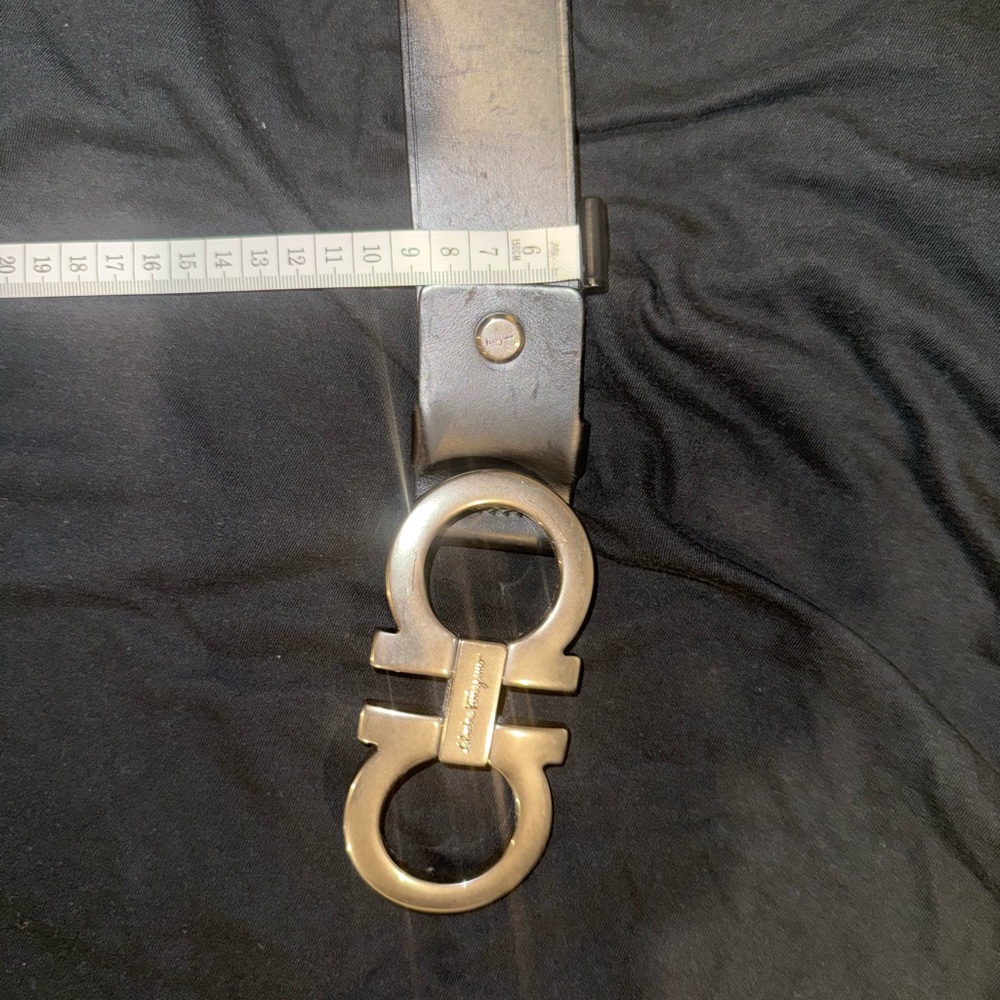 Salvatore Ferragamo Black Leather Belt with Silver Buckle